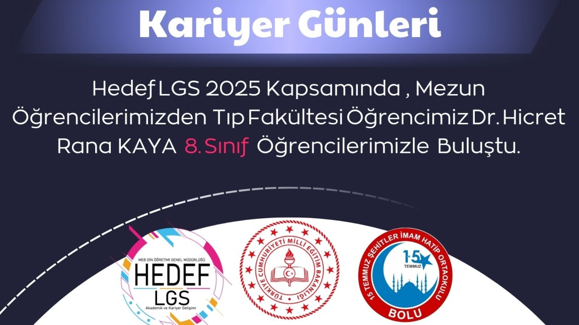 Öğrencimiz Dr. Hicret Rana Kaya 8. Sınıf Öğrencilerimizle Buluştu.